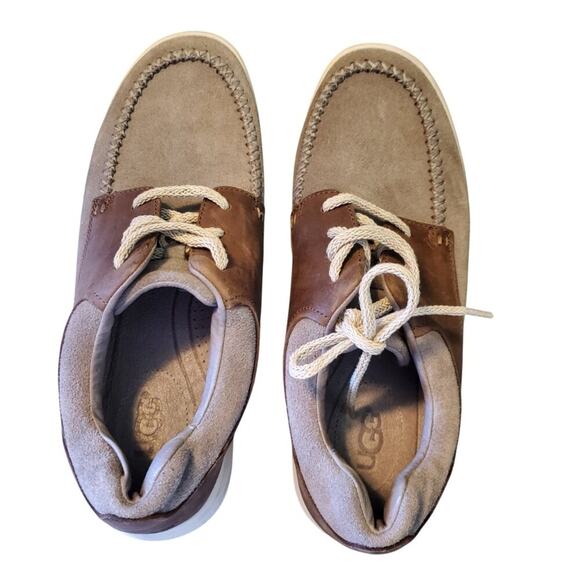 UGG Australia Treadlite Mens Lace Up Boat Shoes Tan Brown Leather Men's Size 9 - Picture 1 of 10